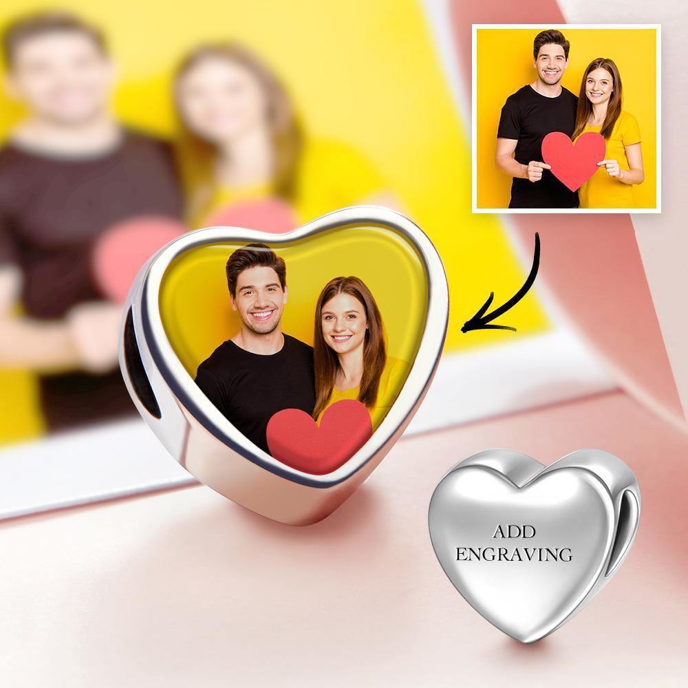 Engraved Heart Photo Charm Picture Charm Gift For Couples