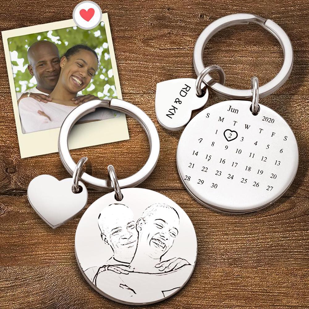 Personalized Calendar Keychain Significant Date Marker Valentine's Day Gifts for Couples