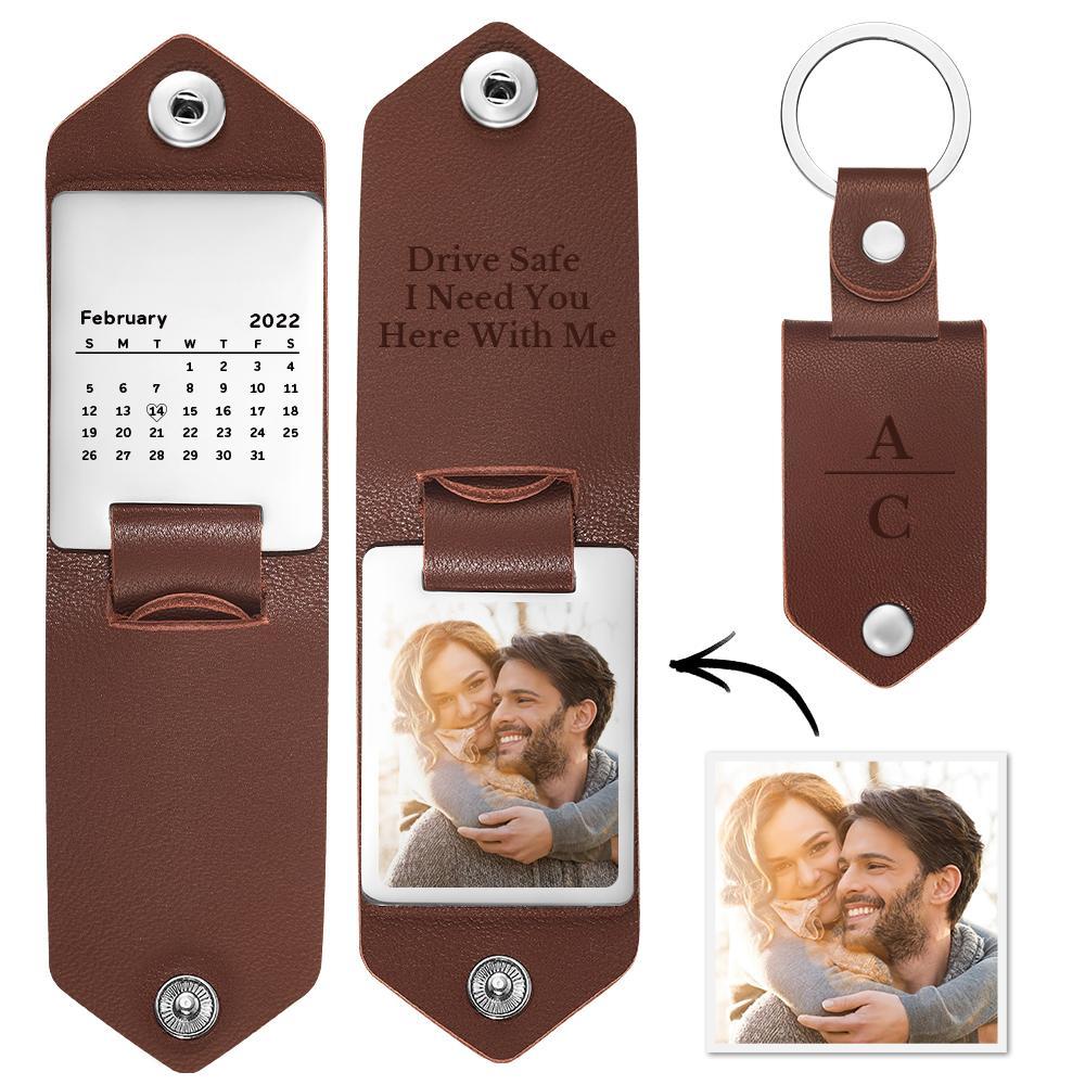 Unique Personalized Husband Boyfriend Anniversary Calendar Date Photo Drive Safe Keychain Engagement Date Calendar Gift
