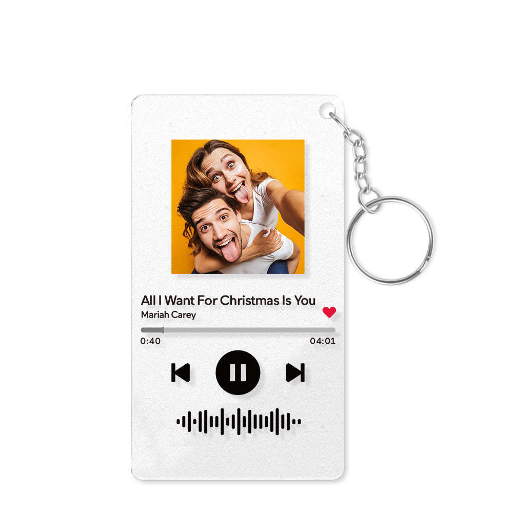 Scannable Music Code Plaque Keychain Music and Photo Acrylic, Song Keychain 2.1in*3.4in (5.4*8.6cm)