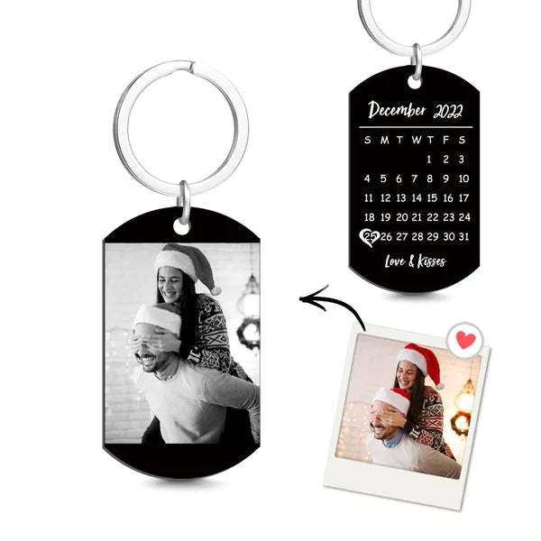 Customized Optional Photo Engraved Calendar Keychain Tag Keychain Perfect Gift For Special Day Best Gifts For Lovers - soufeelus