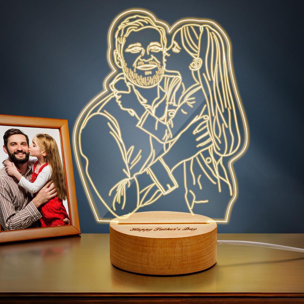 Custom 3D Photo Lamp Led for Bedroom, Personalized Night Light Father's Day Gift