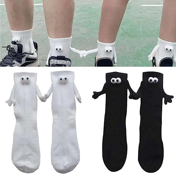 Couple Holding Hands Socks Funny Magnetic Suction Socks Cute Show Off Socks for Women Men 2Pairs/pack