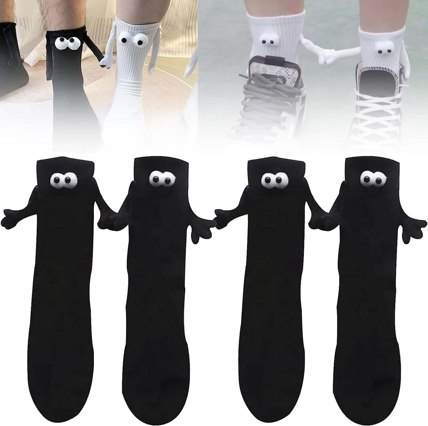 Couple Holding Hands Socks Funny Magnetic Suction Socks Cute Show Off Socks for Women Men 2Pairs/pack