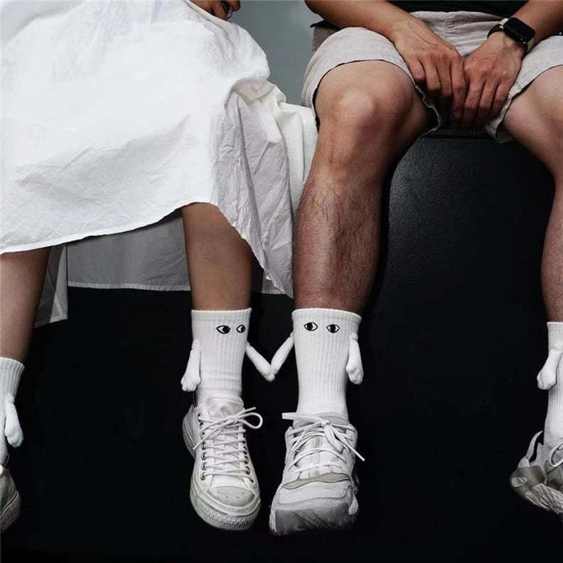 Couple Holding Hands Socks Funny Magnetic Suction Socks Cute Show Off Socks for Women Men 2Pairs/pack
