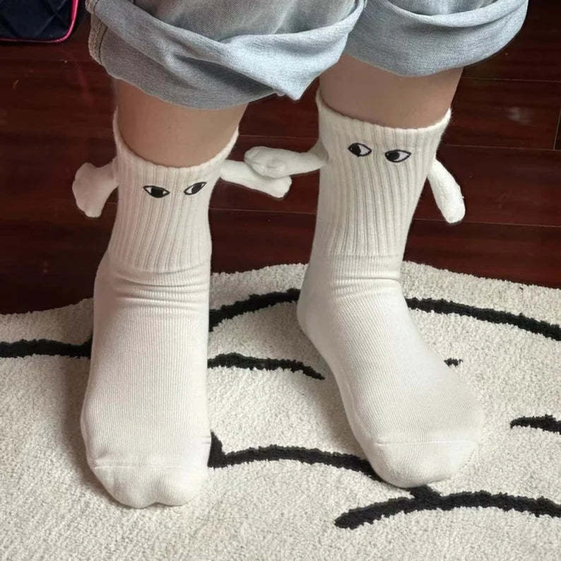 Couple Holding Hands Socks Funny Magnetic Suction Socks Cute Show Off Socks for Women Men 2Pairs/pack