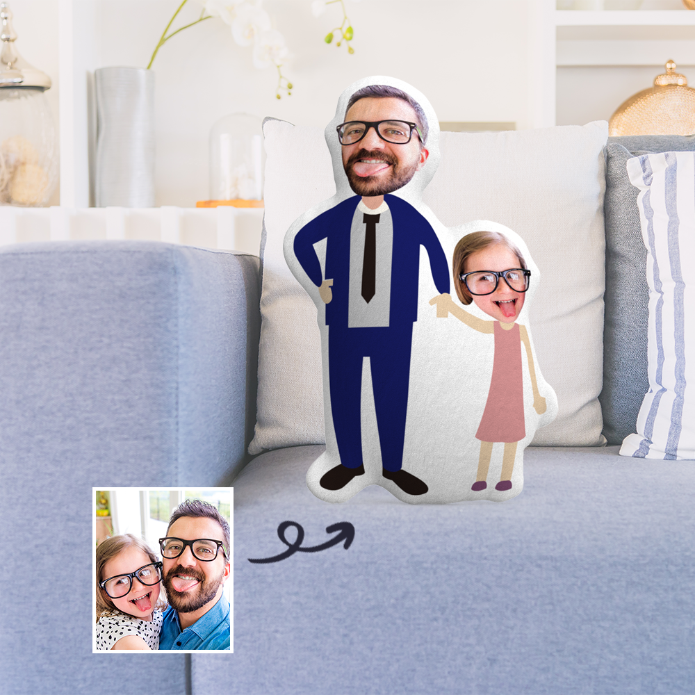 Custom Photo Pillow Father and Daughter Perfect Gift for Father's Day - soufeelus