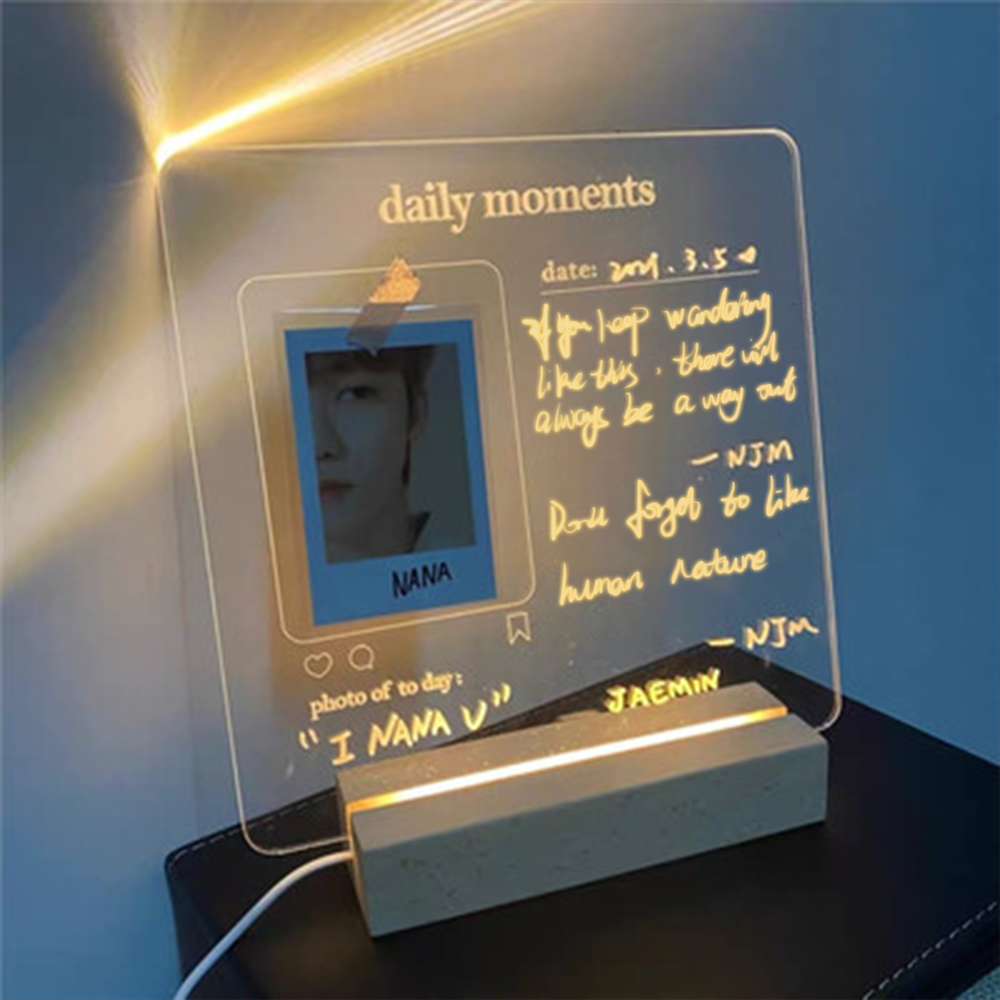 Acrylic Note Board Erasable Message Board Home Night Light Bedside Reminder Desktop Writing Board With Free Marker Pen