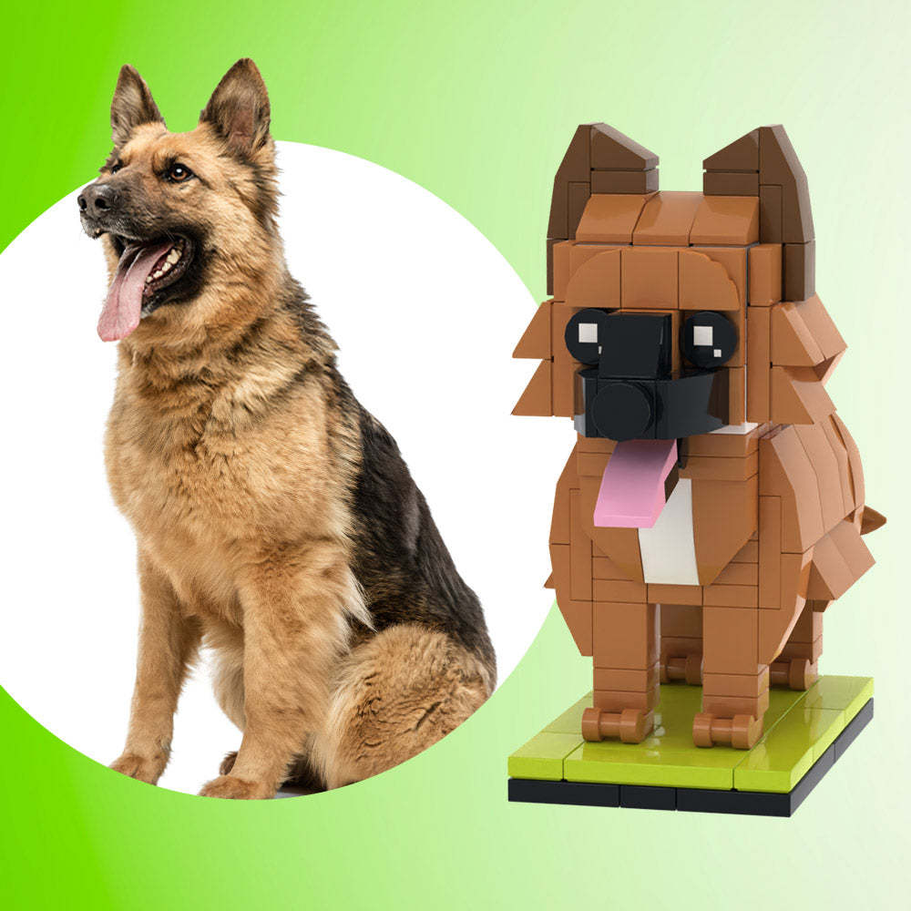 Fully Body Customizable German Shepherd 1 Dog Photo Custom Brick Figures Small Particle Block Brick Me Figures Customized German Shepherd Only - soufeelus