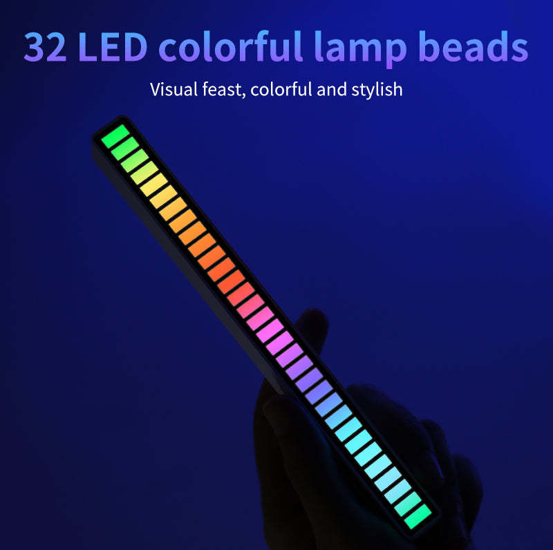 RGB Rechargeable Sound Control Light Colorful LED Ambient Light for Car Gaming Room -