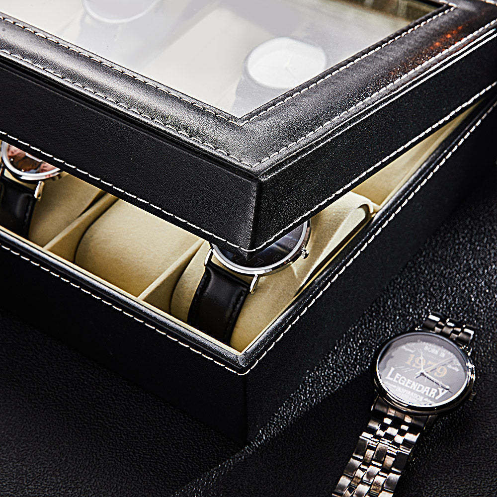 Personalized Watch Box - Holds 12 Watches, Watch Case, Watch Organizer, Watch Storage, Engraved, Monogram, Custom Designs -