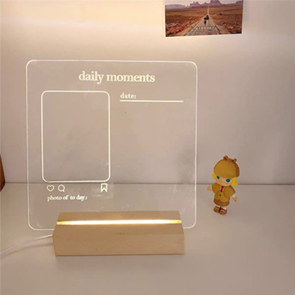 Acrylic Note Board Erasable Message Board Home Night Light Bedside Reminder Desktop Writing Board With Free Marker Pen