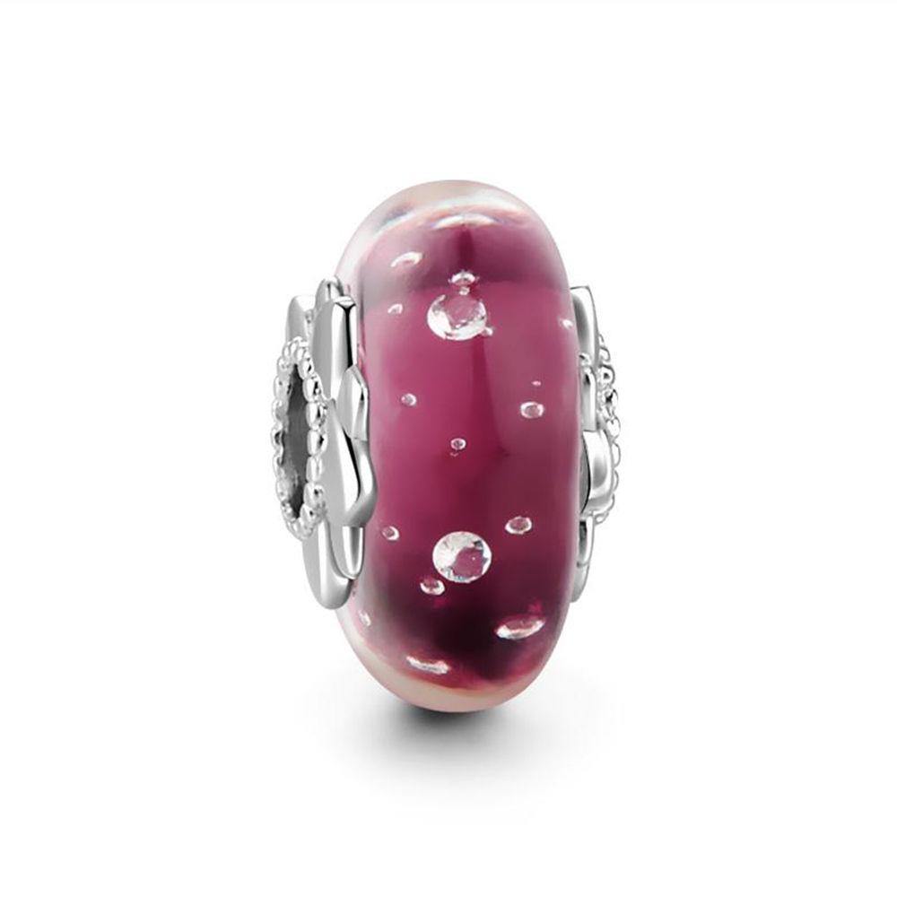 Red Drop Water Charm Murano Glass Bead Silver - soufeelus