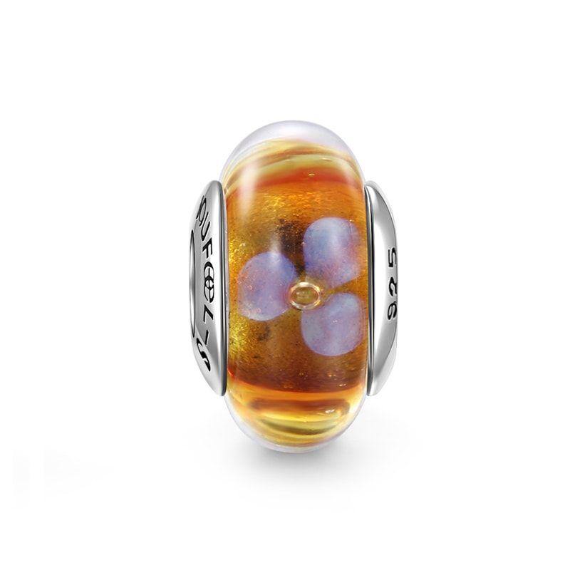Flower Amber Charm Murano Glass - soufeelus