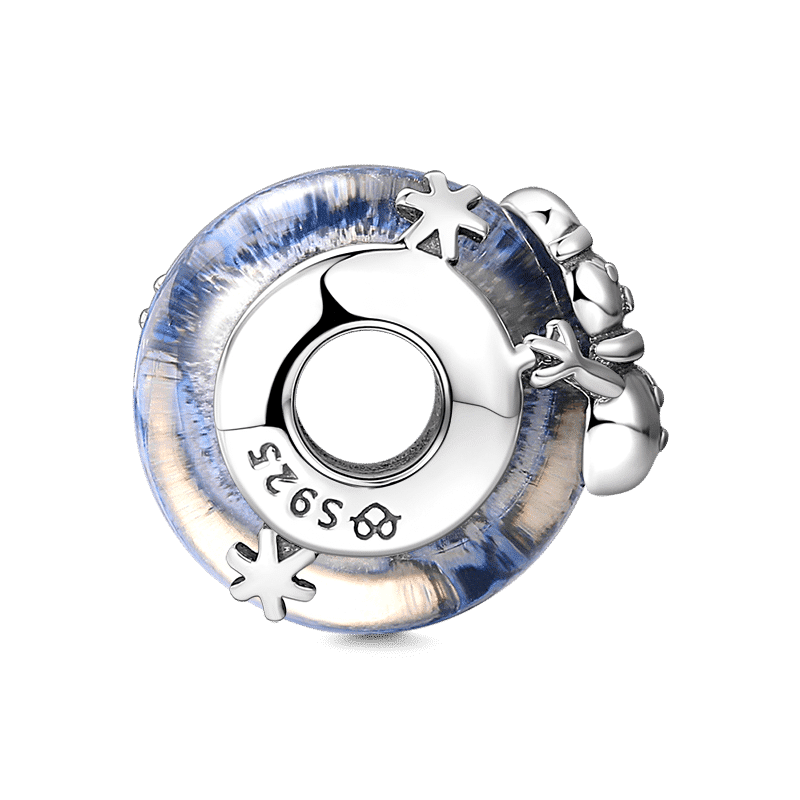Snowman Charm Murano Glass Bead Silver - soufeelus