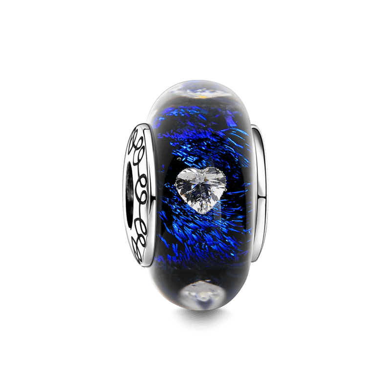 Universe Charm Murano Glass Bead Silver - soufeelus