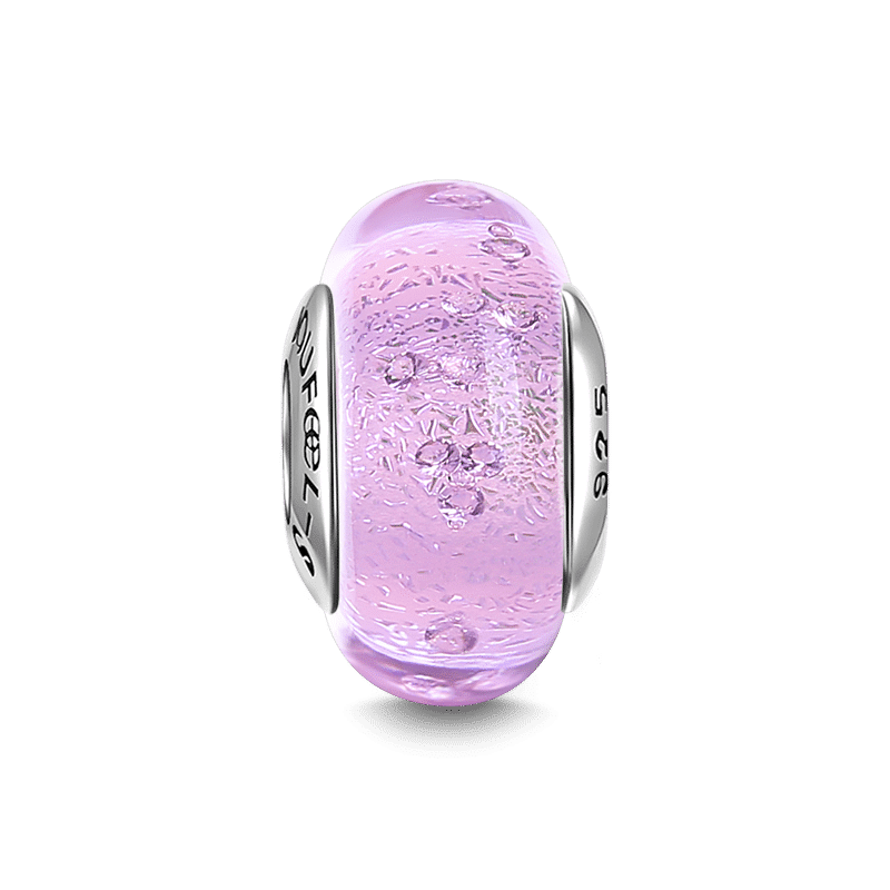 Pink Bubble Charm Murano Glass Bead Silver - soufeelus