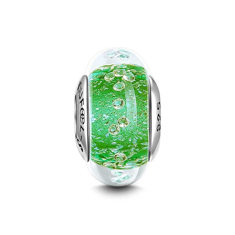 Green Frazil Charm Murano Glass Bead Silver - soufeelus