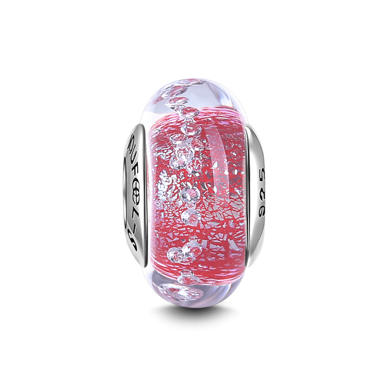 Red Frazil Charm Murano Glass Bead Silver - soufeelus