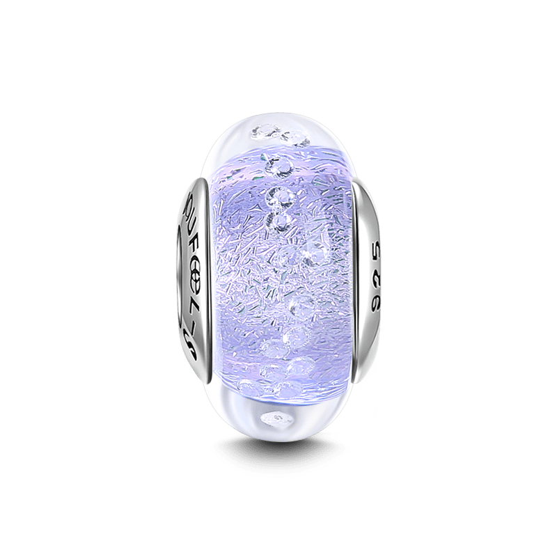 Light Purple Frazil Charm Murano Glass Bead Silver - soufeelus
