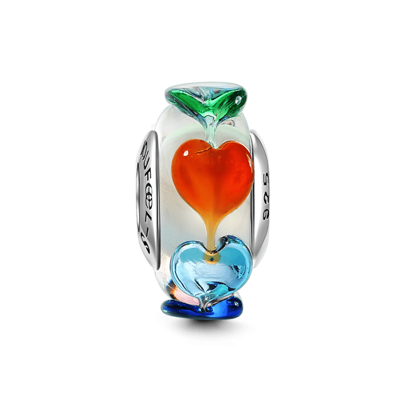 Colorful Dream Heart - Shaped Charm Murano Glass Beads Silver - soufeelus