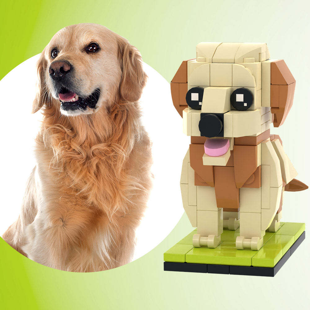 Fully Body Customizable Golden Retriever 1 Dog Photo Custom Brick Figures Small Particle Block Brick Me Figures Customized Golden Retriever Only - soufeelus