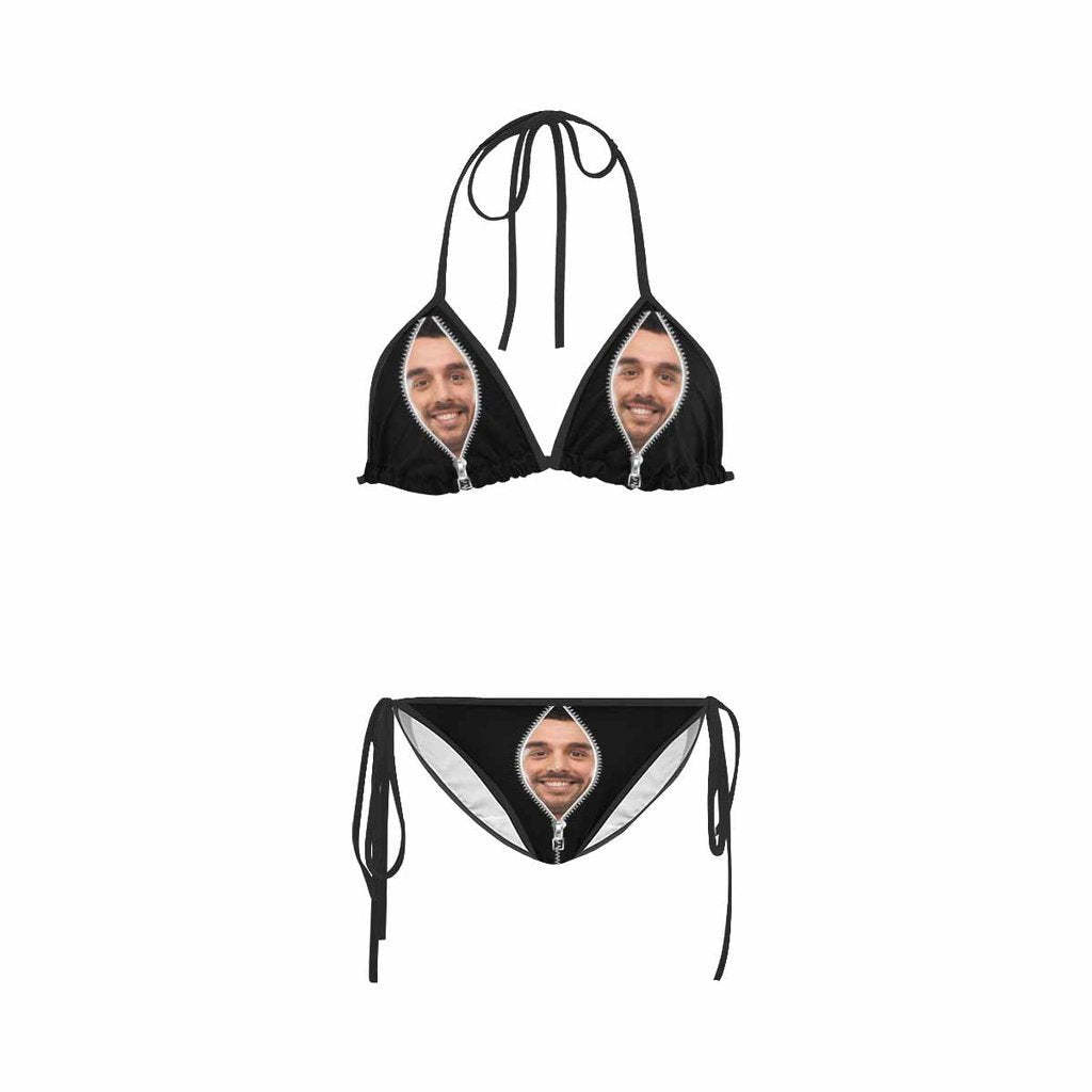 Custom Face Bikini Women's Sexy Photo Segmented Swimsuit - Zipper