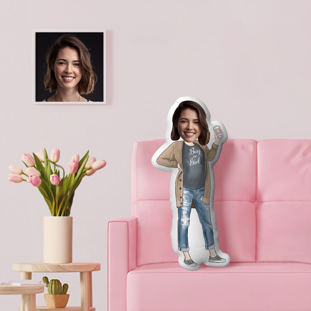 Custom Face Minime Throw Pillow Mother's Day Pillow Personalized Minime Throw Pillow Gifts for Pregnant Mom -