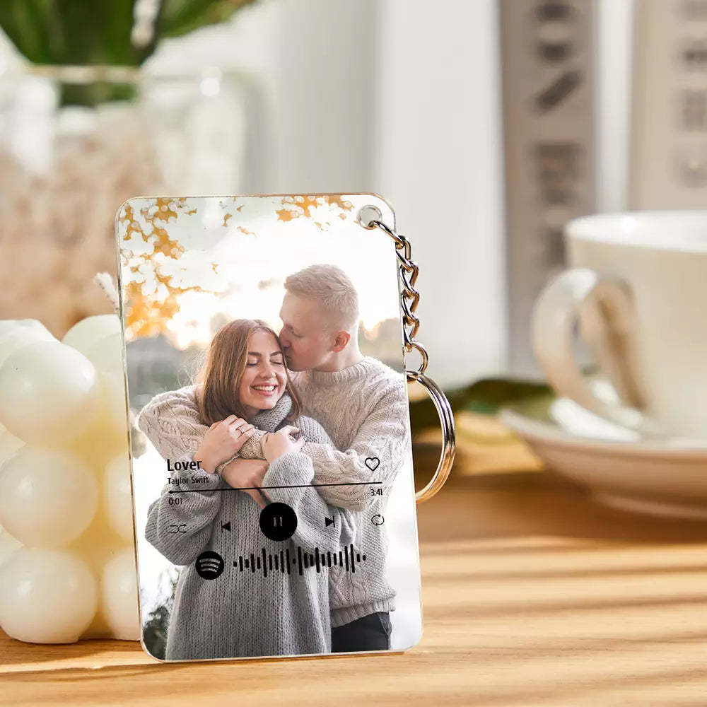 Custom Acrylic Spotify Glass Keychain/Plaque Gift for Couples - soufeelus