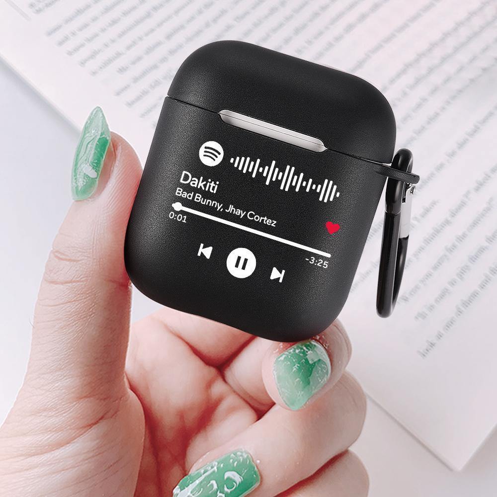 Custom Scannable Spotify Code Airpods Case, Engraved Custom Music Song Airpods Case Black - soufeelus