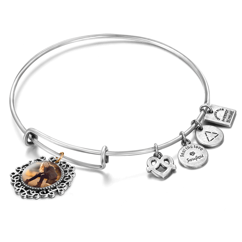 Complete Round Photo Charm Bangle Special Alloy - soufeelus