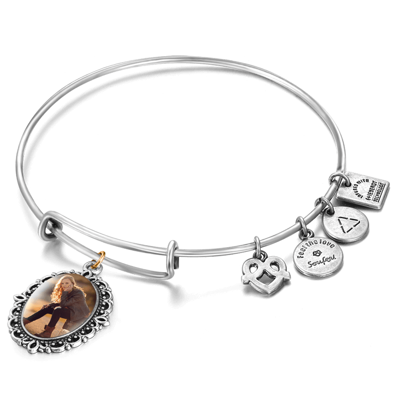 Complete Oval Photo Charm Bangle Special Alloy - soufeelus