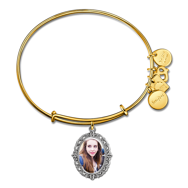 Complete Oval Photo Charm Bangle 14kGold Plated Special Alloy - soufeelus