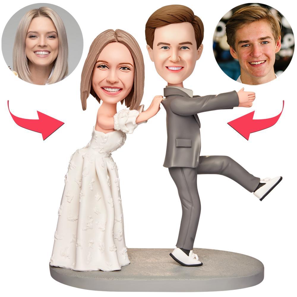 Wedding Gift Bridegroom Don't Run Custom Bobblehead with Engraved Text -