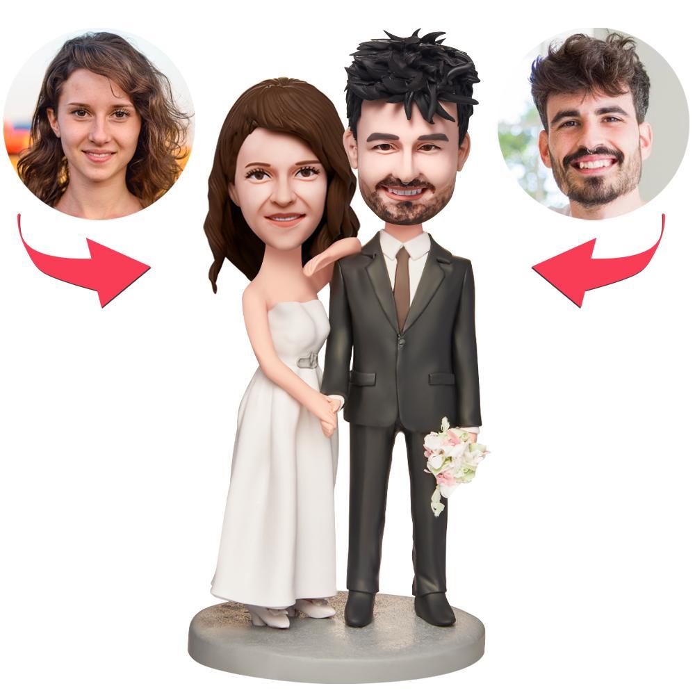 Wedding Gift Intimate Couple Custom Bobblehead with Engraved Text - 