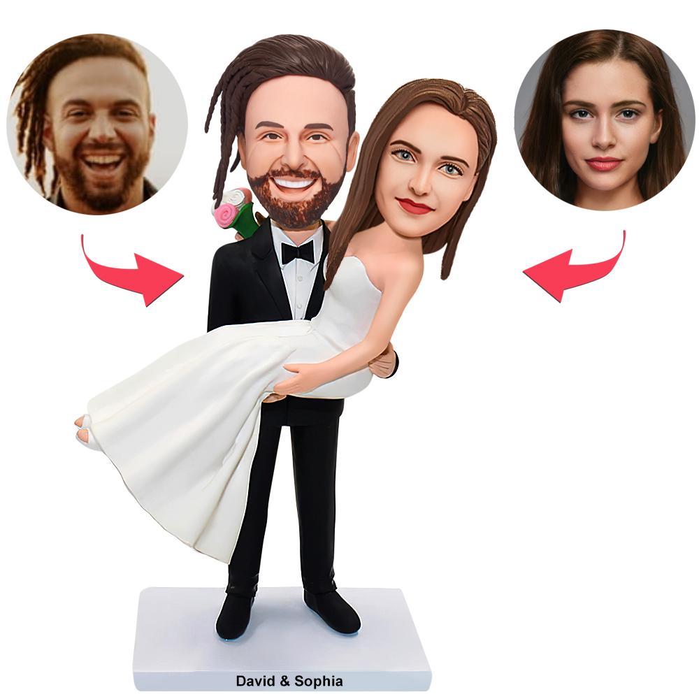 Personalized Bride and Groom Cake Topper  Custom Wedding Cake Toppers Bobbleheads Gifts for Wedding - soufeelus