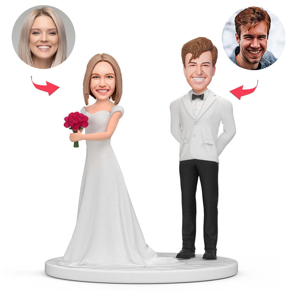 Couples Taking Over The Bouquet Custom Bobblehead With Engraved Text - soufeelus