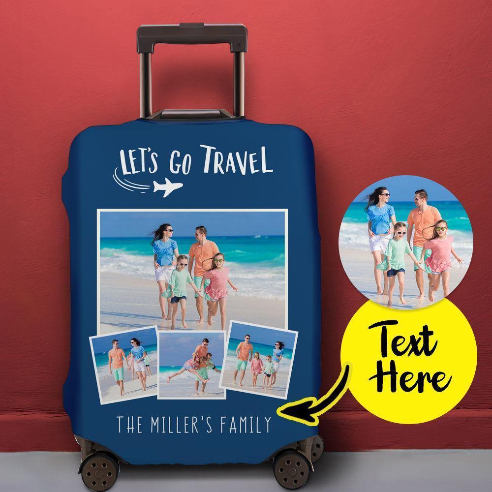 Engraved Multiphoto Luggage Cover Suitcase Protector Happy Family - soufeelus