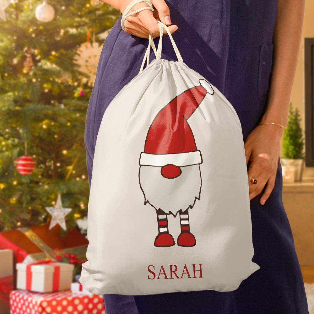 Custom Engraved Bag Santa Drawstring Bag Christmas Sack Gift Bag