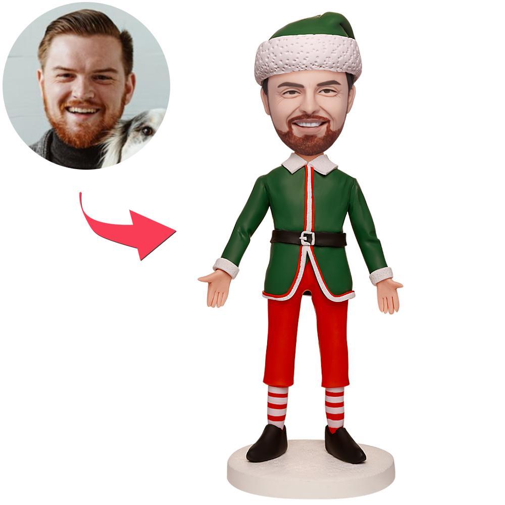 Green Christmas Costumes Custom Bobblehead Men With Engraved Text