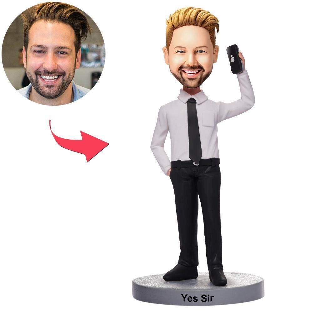 Man On The Phone Custom Bobblehead With Engraved Text - soufeelus