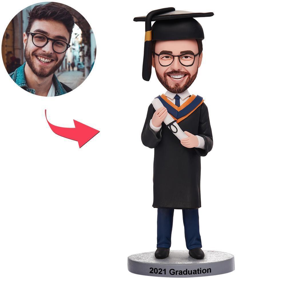 Graduation Man Custom Bobblehead With Engraved Text - soufeelus