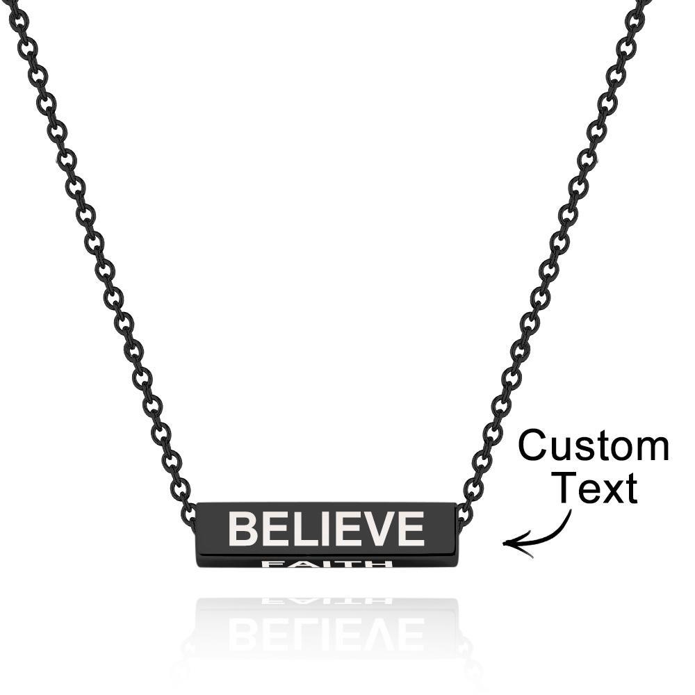 Custom Engraved Necklace Simple Rectangular Four-sided Lettering Fashion Gifts - soufeelus