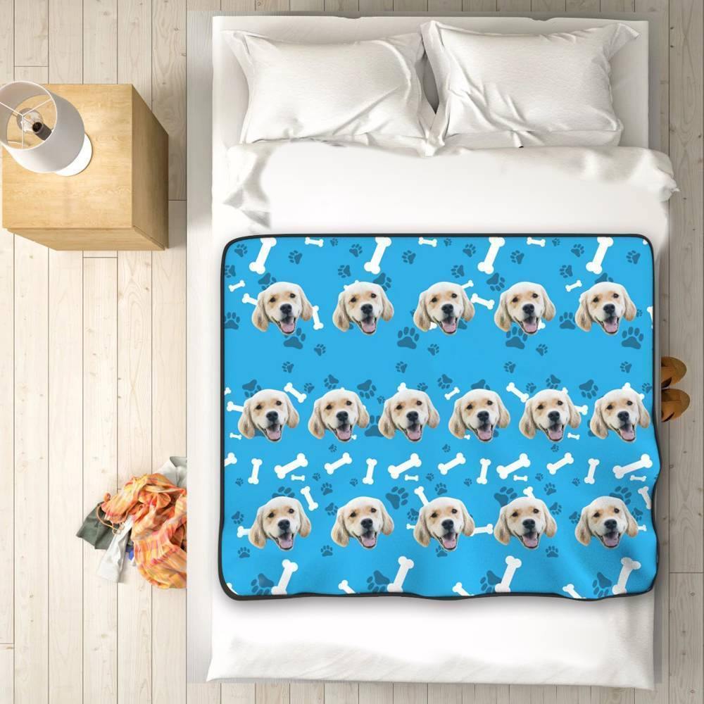 Custom Photo Dog Blanket Mash Face - soufeelus