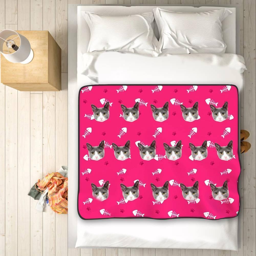 Custom Photo Blanket Cat Face Blanket - soufeelus