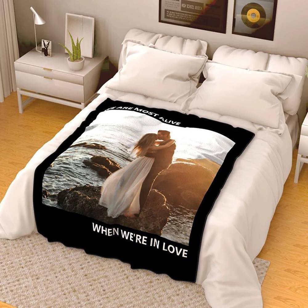 Photo Fleece Blanket with Engraving - soufeelus