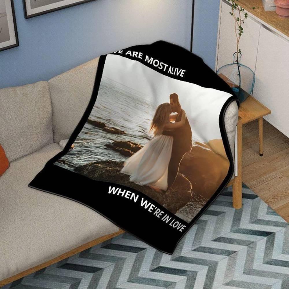 Photo Fleece Blanket with Engraving - soufeelus