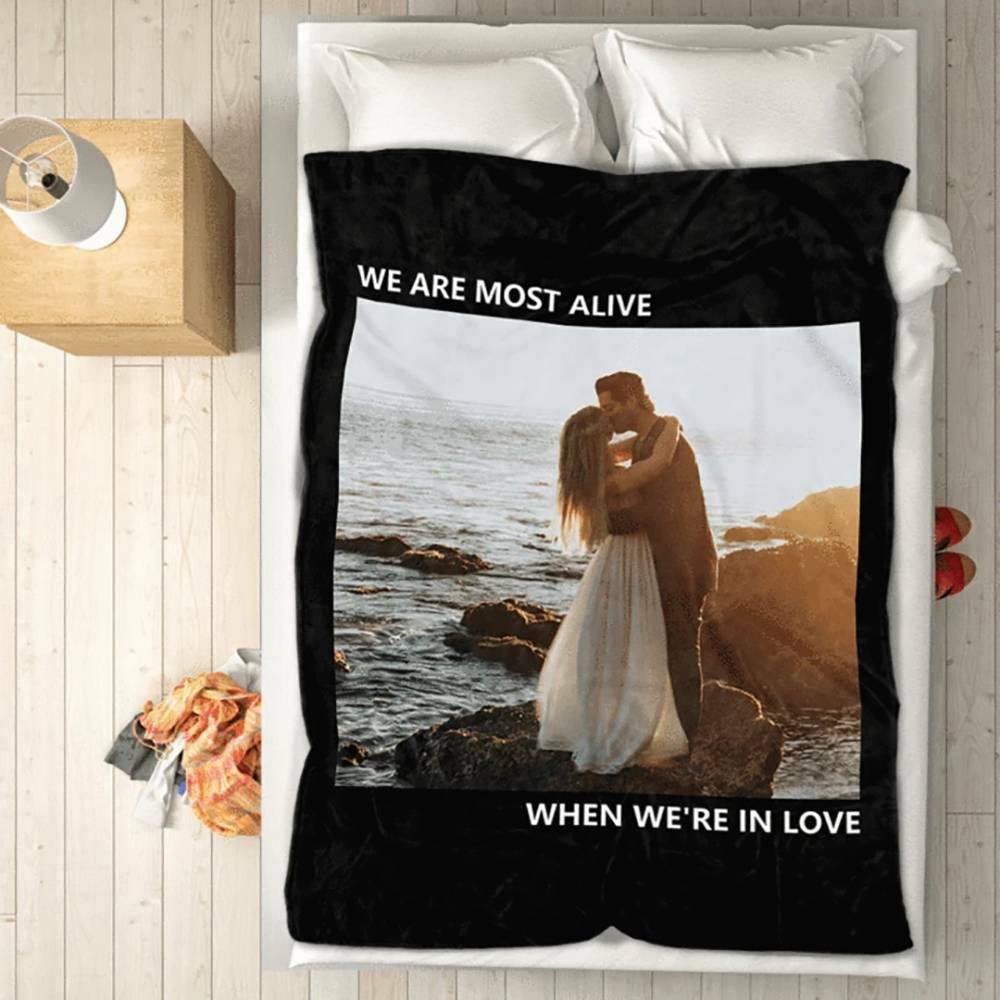 Photo Fleece Blanket with Engraving - soufeelus