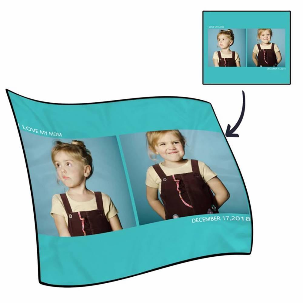 Custom Fleece 2 Photos Blanket with Engraving - soufeelus