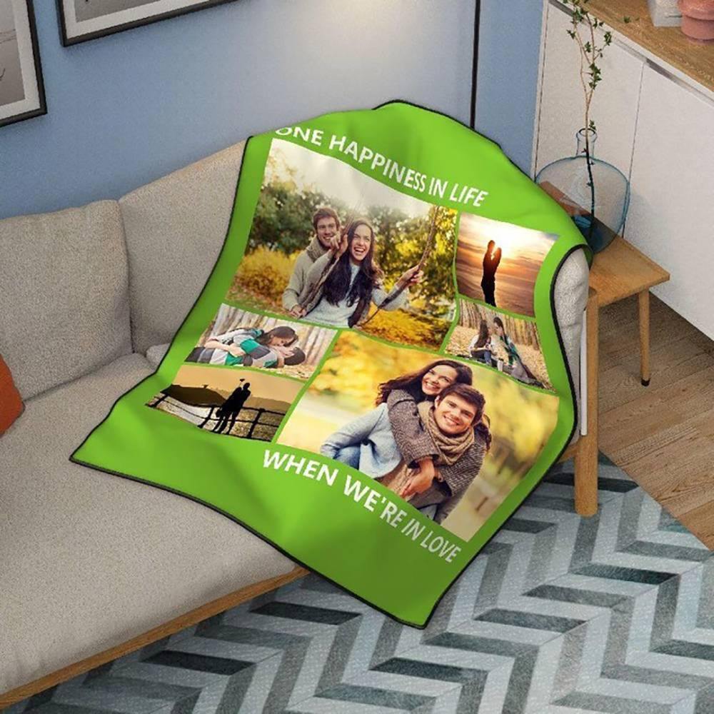 Custom Fleece 6 Photos Blanket with Engraving - soufeelus